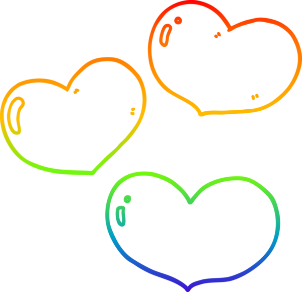 Gökkuşağı gradyan çizgi çizimi Bir insan tarafından çizilmiş aşk kalpleri