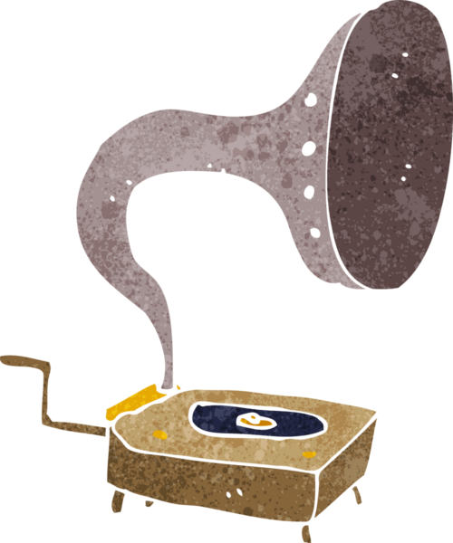 bir insan tarafından çizilmiş karikatür gramofonu