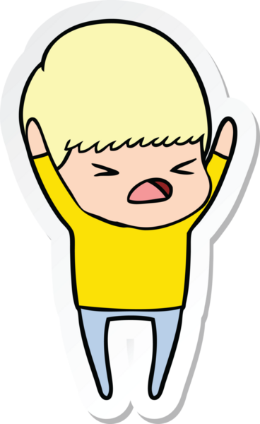 Bir insan tarafından çizilmiş bir karikatür çıkartması.