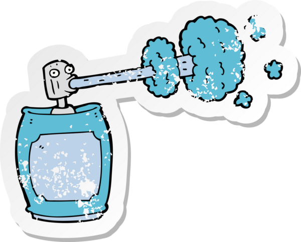 Bir insan tarafından çizilmiş karikatür spreyinin gerilimli yapıştırması.