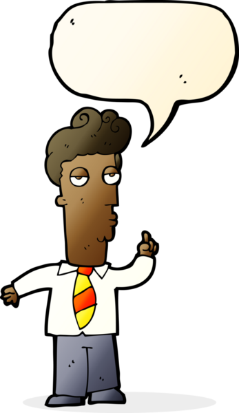 Bir insan tarafından çizilmiş bir konuşma balonuyla soru soran karikatür sıkıcısı.