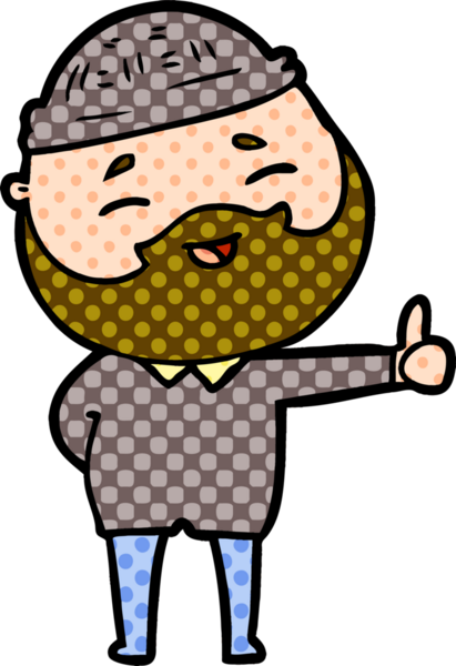 Bir insan tarafından çizilmiş mutlu sakallı bir adam.