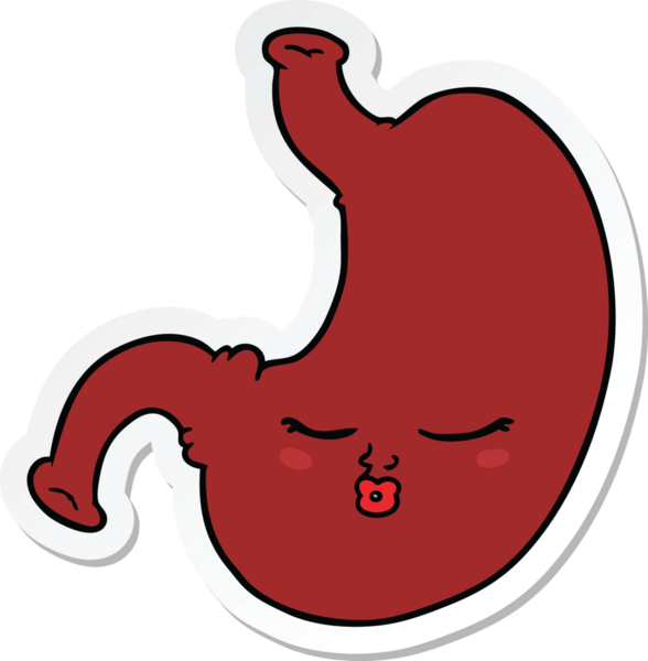 Bir insan tarafından çizilmiş karikatür midesi çıkartması.