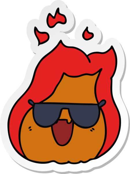 El çizimi karikatür kawaii alevleri bir insan tarafından çizilmiş.