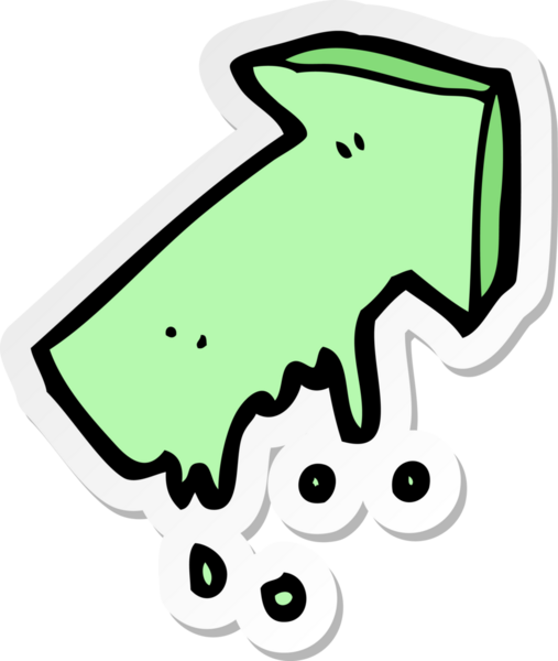 Bir insan tarafından çizilmiş sümüksü ok sembolünün çıkartması.