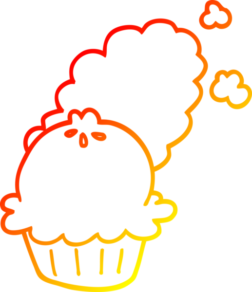 Bir insan tarafından çizilmiş tatlı bir çizgi film pastasının sıcak gradyan çizimi