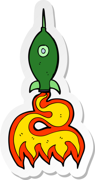 Bir insan tarafından çizilmiş uzay roketinin çıkartması.