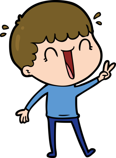 Bir insan tarafından çizilmiş gülen karikatür adam.