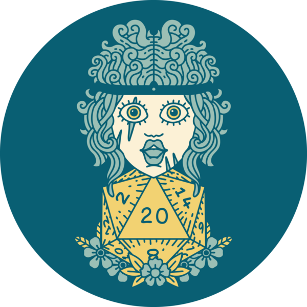 Bir insan tarafından çizilmiş 20 zarlı insan barbar simgesi.