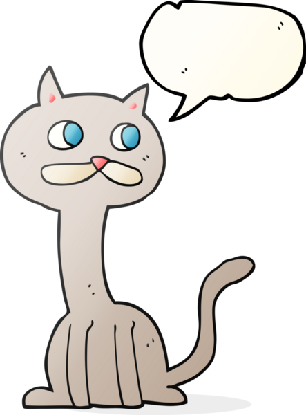 Bir insan tarafından çizilmiş serbest konuşma balonu çizgi film kedisi