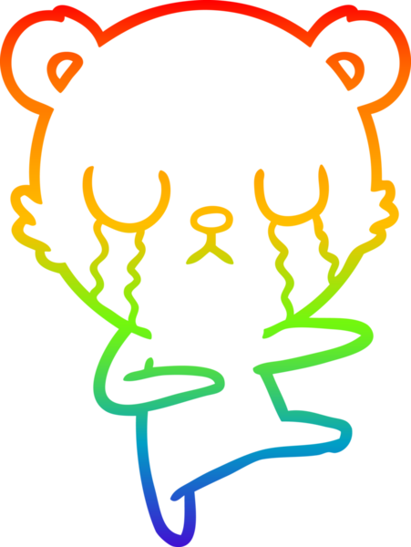 Bir insan tarafından çizilmiş ağlayan kutup ayısı çizgi filmi.