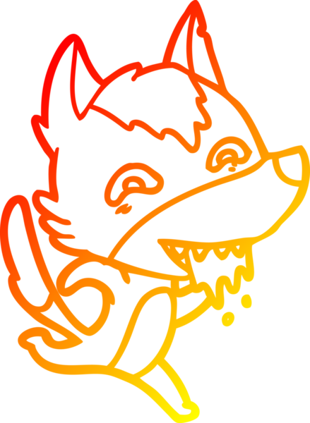 Bir insan tarafından çizilmiş aç bir kurdun sıcak çizgi çizimi.