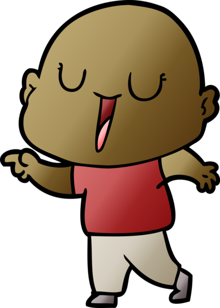 Bir insan tarafından çizilmiş mutlu, kel adam.