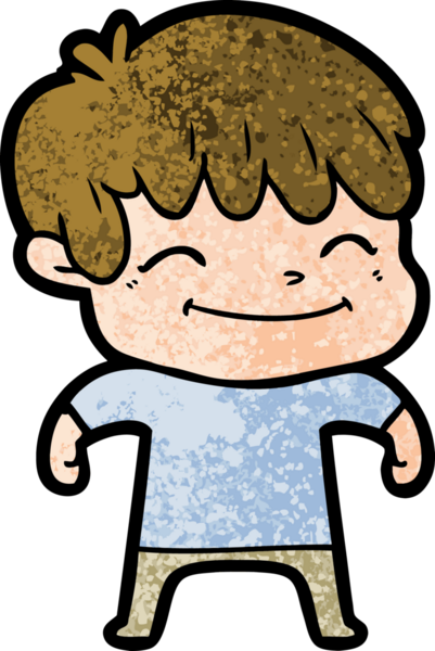 Bir insan tarafından çizilmiş mutlu çizgi film çocuğu.