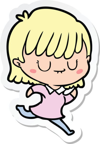 Bir insan tarafından çizilmiş bir karikatür kadının çıkartması.