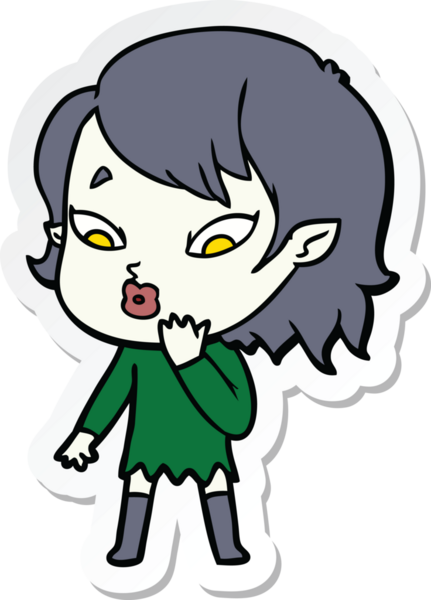 Bir insan tarafından çizilmiş şirin bir vampir kızın çıkartması.