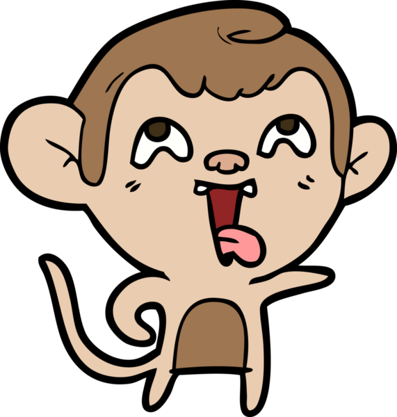 Bir insan tarafından çizilmiş çılgın çizgi film maymunu