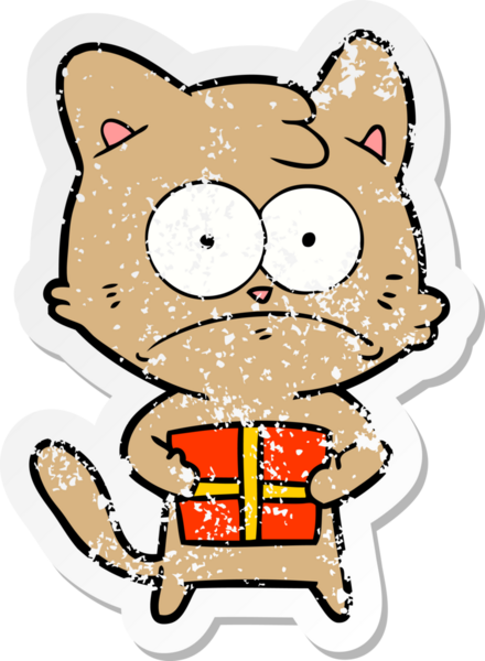 Bir insan tarafından çizilmiş bir çizgi film kedisinin sıkıntılı çıkartması.