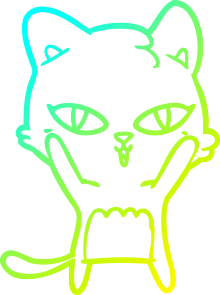 Bir insan tarafından çizilen çizgi film kedisinin soğuk gradyan çizgisi.