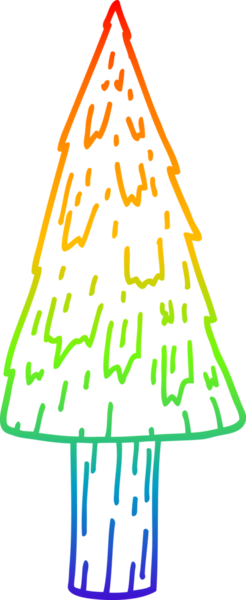 gökkuşağı gradyan çizgisi bir insan tarafından çizilmiş bir karikatür noel ağacı