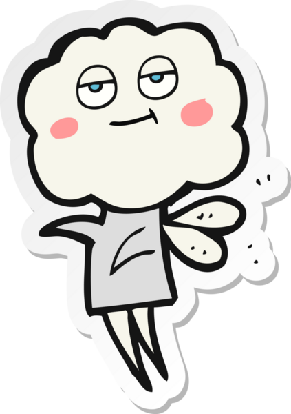 Bir insan tarafından çizilmiş şirin bulut kafalı bir şeytanın çıkartması.