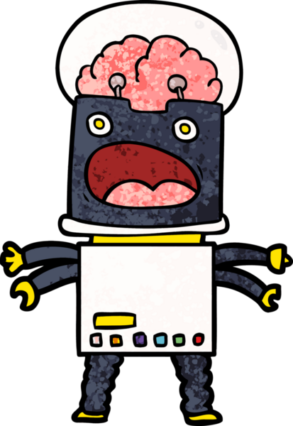 Bir insan tarafından çizilmiş çizgi film robotu