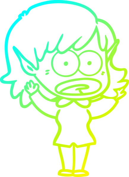 Bir çizgi film karakteri çizimi bir insan tarafından çizilmiş bir elf kızı şok etti.