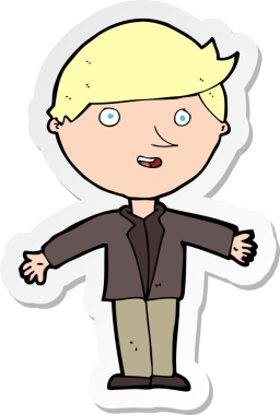 Bir insan tarafından çizilmiş, sıradan ceketli bir adamın çıkartması.