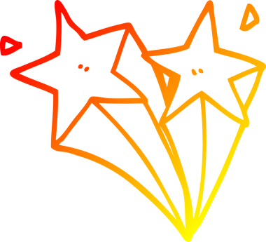 Bir insanın çizdiği kayan yıldızların sıcak çizgi çizimi