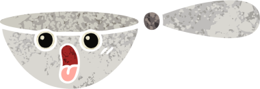 Bir insan tarafından çizilmiş bir ölçüm kaşığının retro çizim tarzı karikatürü