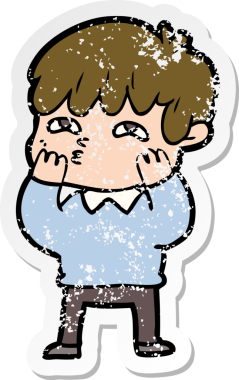 Bir insan tarafından çizilmiş garip bir adamın sıkıntılı çıkartması.