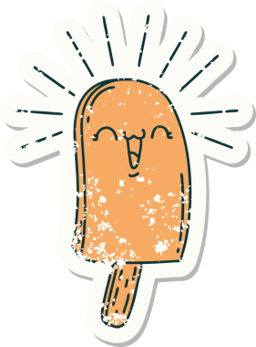 Bir insan tarafından çizilmiş eski bir dövme stili buz çubuğu.