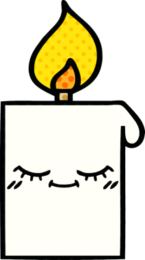 Bir insan tarafından çizilmiş çizgi roman tarzı yanan mum.