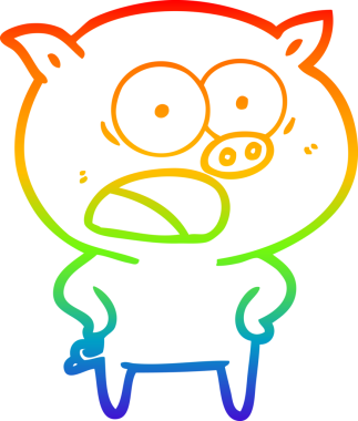 Gökkuşağı gradyan çizimi Bir insan tarafından çizilen bağıran domuz çizgi filmi