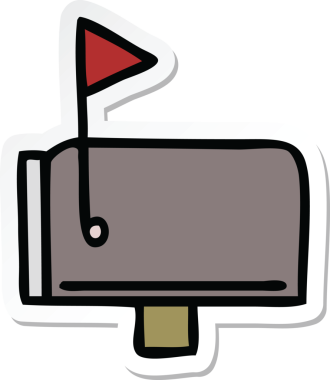 Bir insan tarafından çizilmiş şirin bir posta kutusunun çıkartması.