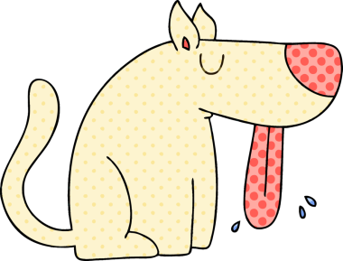 Bir insan tarafından çizilmiş çizgi roman tarzı tuhaf bir köpek.