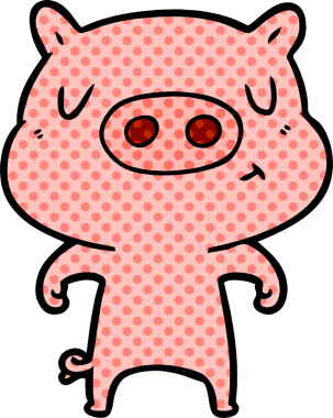 Bir insan tarafından çizilmiş çizgi film içerikli domuz.