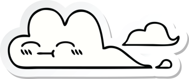 Bir insan tarafından çizilmiş şirin beyaz bulut etiketi.