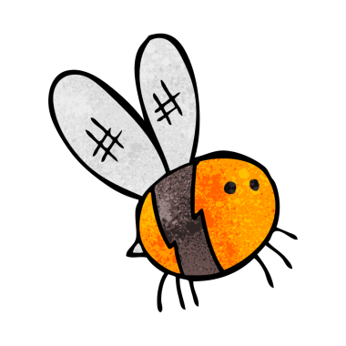 Bir insan tarafından çizilmiş çizgi film arısı.