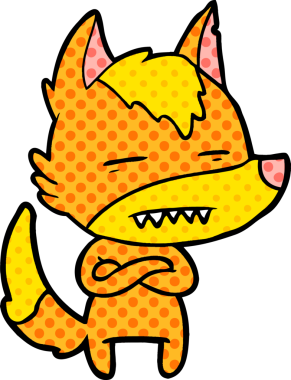 Bir insan tarafından çizilmiş tilki çizgi film karakteri