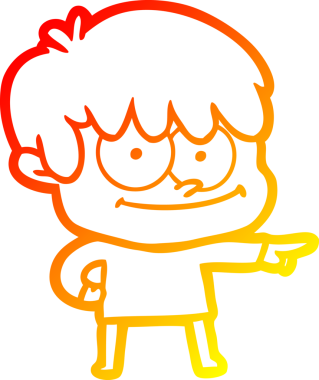 Bir insan tarafından çizilmiş mutlu bir çizgi film karakteri çizimi.