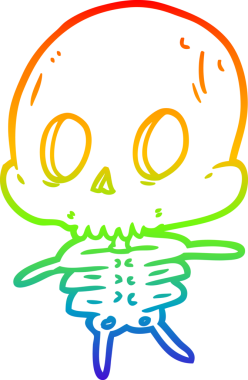 gökkuşağı gradyan çizimi bir insan tarafından çizilmiş şirin bir karikatür iskeleti