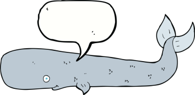 Bir insan tarafından çizilmiş konuşma balonlu çizgi film balinası