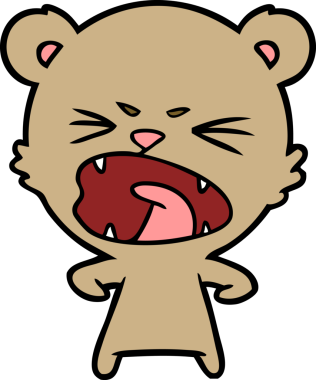 Bir insan tarafından çizilmiş kızgın çizgi film ayısı.