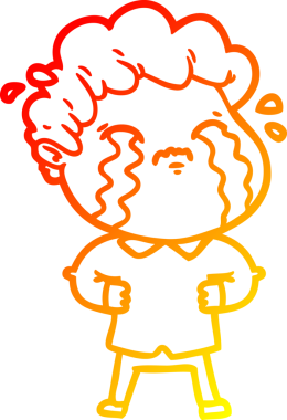 Bir insan tarafından çizilmiş ağlayan bir çizgi film karakteri çizimi.