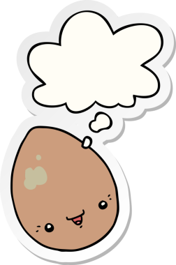 Düşünce baloncuklu çizgi film yumurtası insan tarafından çizilmiş bir çıkartma.