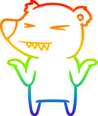 Kızgın bir kutup ayısı çizgi filminin çizimi bir insan tarafından çizilmiş omuz silkiyor.