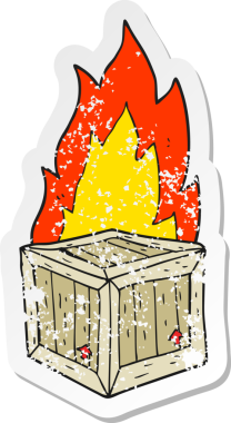 Bir insan tarafından çizilmiş yanan bir karikatürün gerilimli yapıştırması.