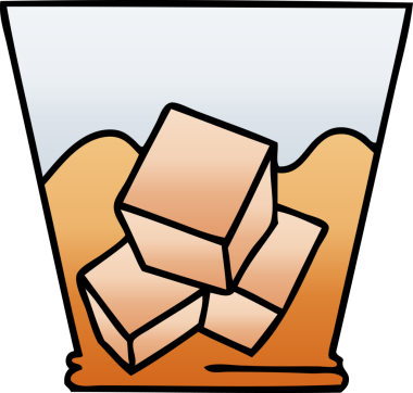 gradyan gölgeli çizgi film viski ve buz bir insan tarafından çizilmiş.