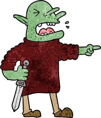 Bir insan tarafından çizilmiş bıçaklı çizgi film cini.